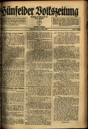 Ausgabe vom Samstag, den 21. Mai 1921.