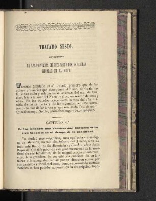 Tratado Sesto. De las Provinvias de este Reino que se Hallan Situadas en del Medio.