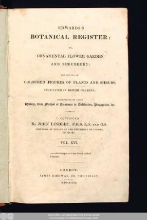 N.S. 3 = 16.1830: Edwards's botanical register, or ornamental flower garden and shrubbery