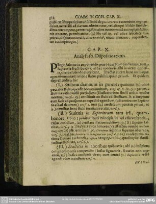 Cap. X. Analysis seu Dispositio textus