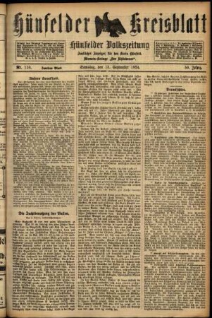 Zweite Ausgabe vom Samstag, den 13. September 1924.