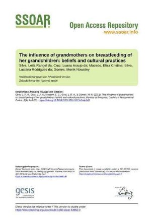 The influence of grandmothers on breastfeeding of her grandchildren: beliefs and cultural practices