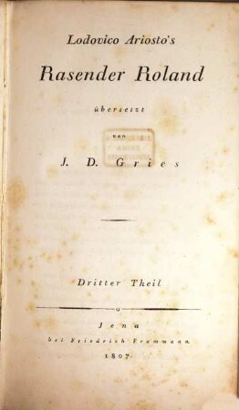 Lodovico Ariosto's Rasender Roland, 3