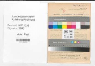 Entnazifizierung Paul Adel , geb. 14.10.1891 (Postbeamter)