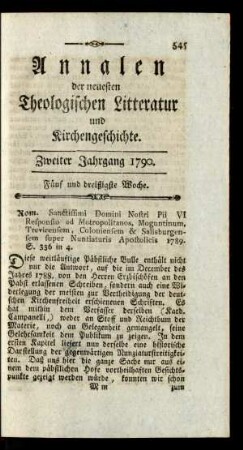 Fünf und dreißigste Woche