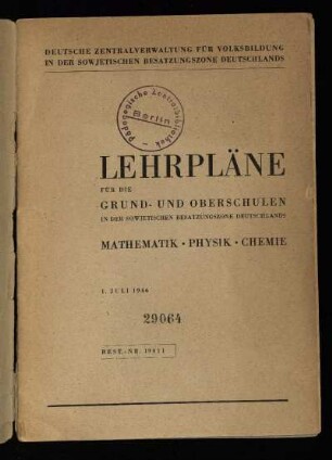 1946: Mathematik, Physik, Chemie