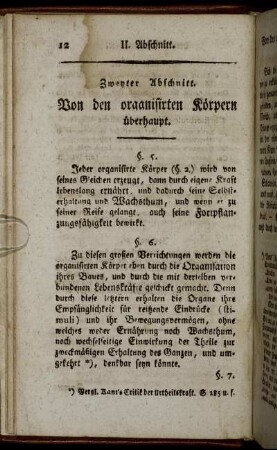 Zweyter Abschnitt. Von den organisirten Körpern überhaupt