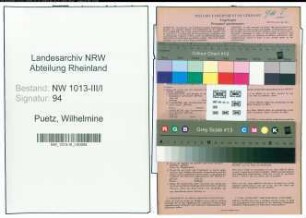 Entnazifizierung Wilhelmine Puetz , geb. 27.10.1907 (Kaufmaennische Angestellte)
