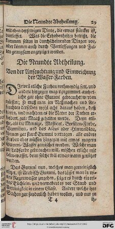 Die Neundte Abtheilung.