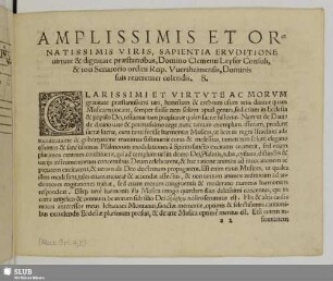 Amplissimis et ornatissimis [Vorwort des Verlegers]