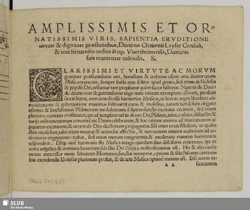 Amplissimis et ornatissimis [Vorwort des Verlegers]
