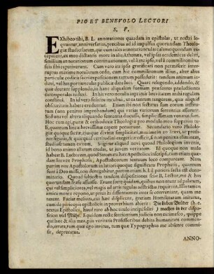 Pio Et Benevolo Lectori