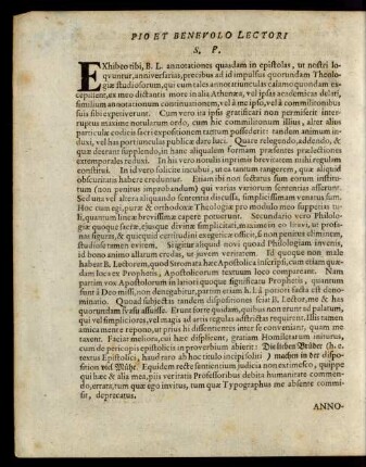 Pio Et Benevolo Lectori