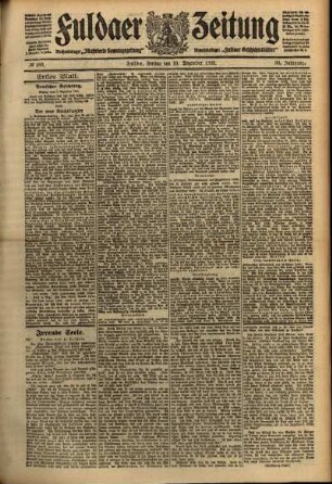 Erste Ausgabe vom Freitag, den 10. Dezember 1909.