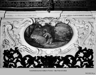 Ausmalung des Oratorio della Santissima Trinità : Wanddekoration : Heilige und Selige der Familie Piccolomini: Der Heilige Jakobus Piccolomini als Eremit