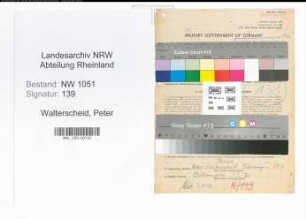 Entnazifizierung Peter Walterscheid , geb. 15.04.1891 (Kaufmann)