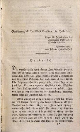 Voß gegen Perthes : Abweisung einer mystischen Iniurienklage