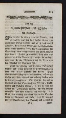 Von der Vortrefflichkeit und Würde der Andacht