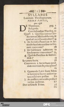 Syllabus Locorum Theologicorum.