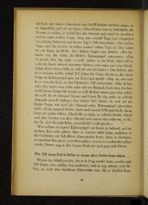Wie Till einen Esel in Erfurt in einem alten Psalter lesen lehrte...
