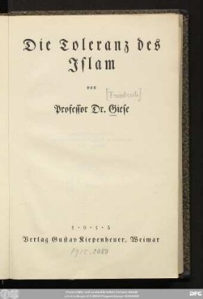 Die Toleranz des Islam