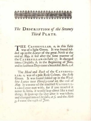 The Description of the Seventy Third Plate