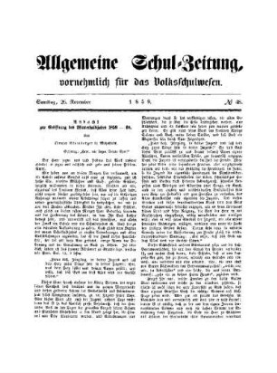 Andacht zur Eröffnung des Winterhalbjahres 1859 - 60