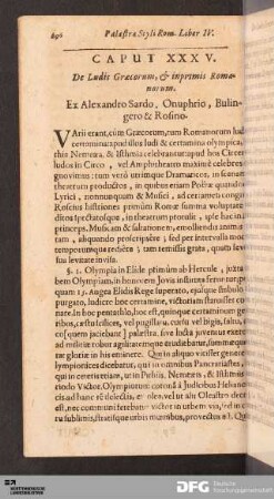 Caput XXXV. De Ludis Græcorum, & inprimis Romanorum