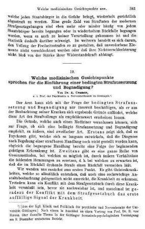 341-349, Welche medizinischen Gesichtspunkte sprechen für die Einführung einer bedingten Strafaussetzung und Begnadigung?
