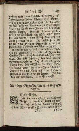 Von den Eigenschaften eines witzigen Kopfes - Auf die Buhlerey der Deutschen in Frankreich