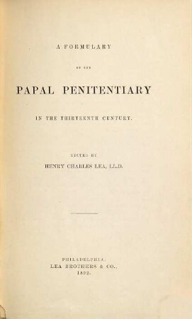 A formulary of the papal penitentiary in the thirteenth century