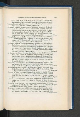 Verzeichnis der benutzen Quellen und Literatur