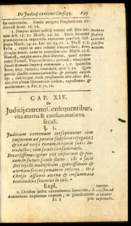 Cap. XIV. De Judicij extremi Consequentibus, vita aeterna & consummatione seculi.