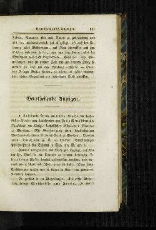 Beurtheilende Anzeigen