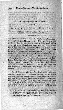 Biographische Notiz über Leonhard Euler