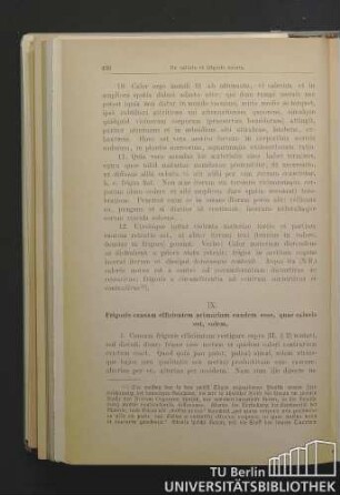 IX. Frigoris causam efficientem primariam eandem esse, quae caloris est, solem. / IX. Die erste bewirkende Ursache der Kälte, eine und dieselbe, wie die der Wärme, nämlich die Sonne.