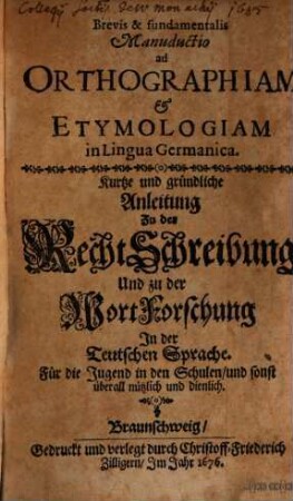 Brevis et fundamentalis Manuductio ad Orthographiam ...