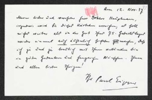 Brief von Paul Eipper an Gerhart Hauptmann