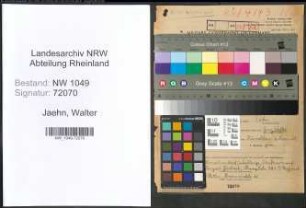 Entnazifizierung Walter Jaehn , geb. 10.06.1888 (Lehrer)