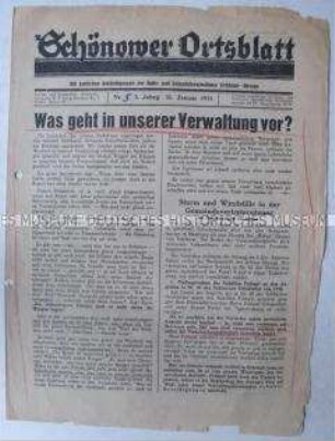 Kommunales Mitteilungsblatt "Schönower Ortsblatt"