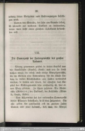 VIII. Die Samenzucht der Futtergewächse des großen Anbaues