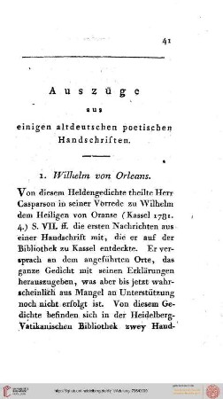 Auszüge aus einigen altdeutschen poetischen Handschriften