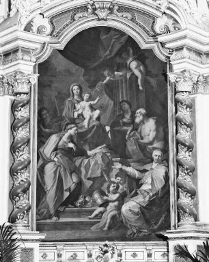 Madonna mit Kind, die Heiligen Lucia, Hieronymus, Gregor der Große und Rosalia
