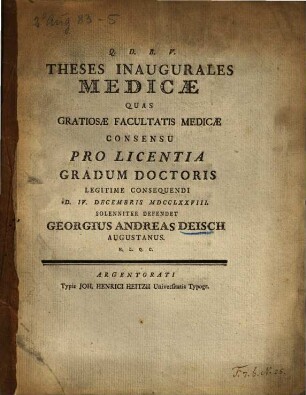 Theses Inaugurales Medicae