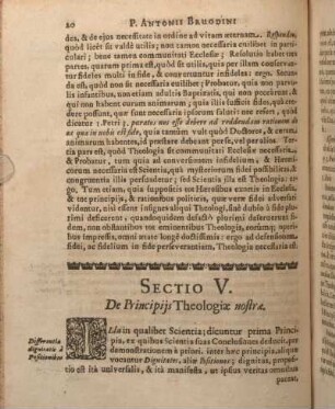 Sectio V. De Principijs Theologiae nostrae.