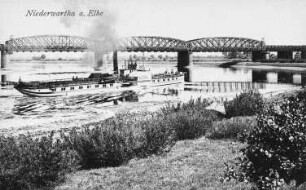 Niederwartha. Elbe,Brücke, Dampfer Saxonia