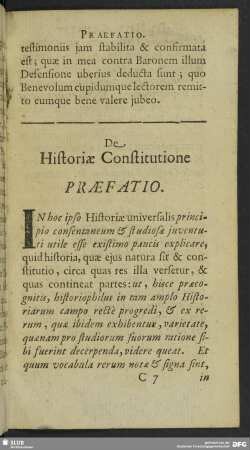 De Historiae Constitutione Praefatio
