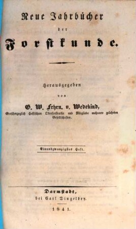Neue Jahrbücher der Forstkunde. 21. 1841