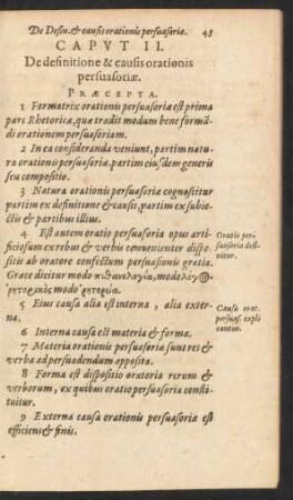 Caput II. De definitione & causis orationis persuasoriae.