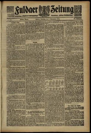 Erste Ausgabe vom Dienstag, den 03. September 1912.